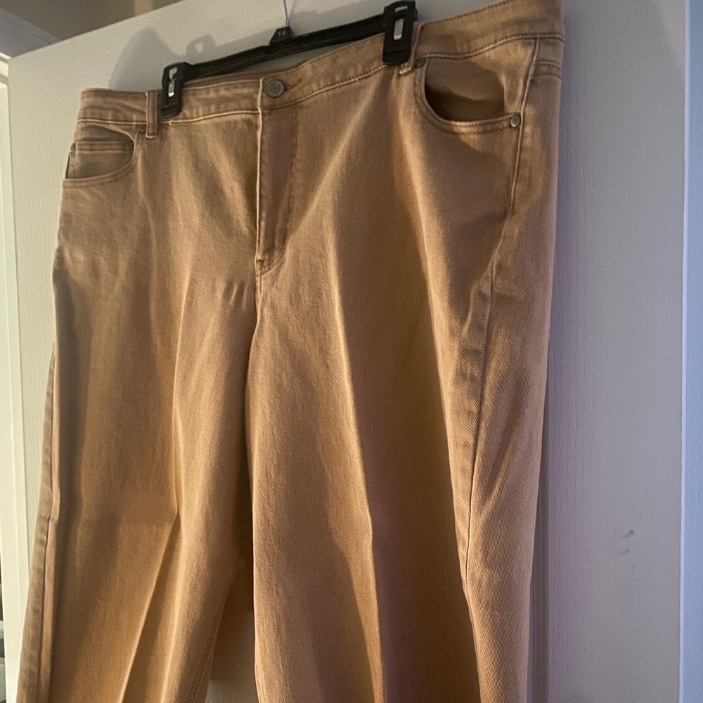 ELOQUII Brown khaki raw frayed hem
